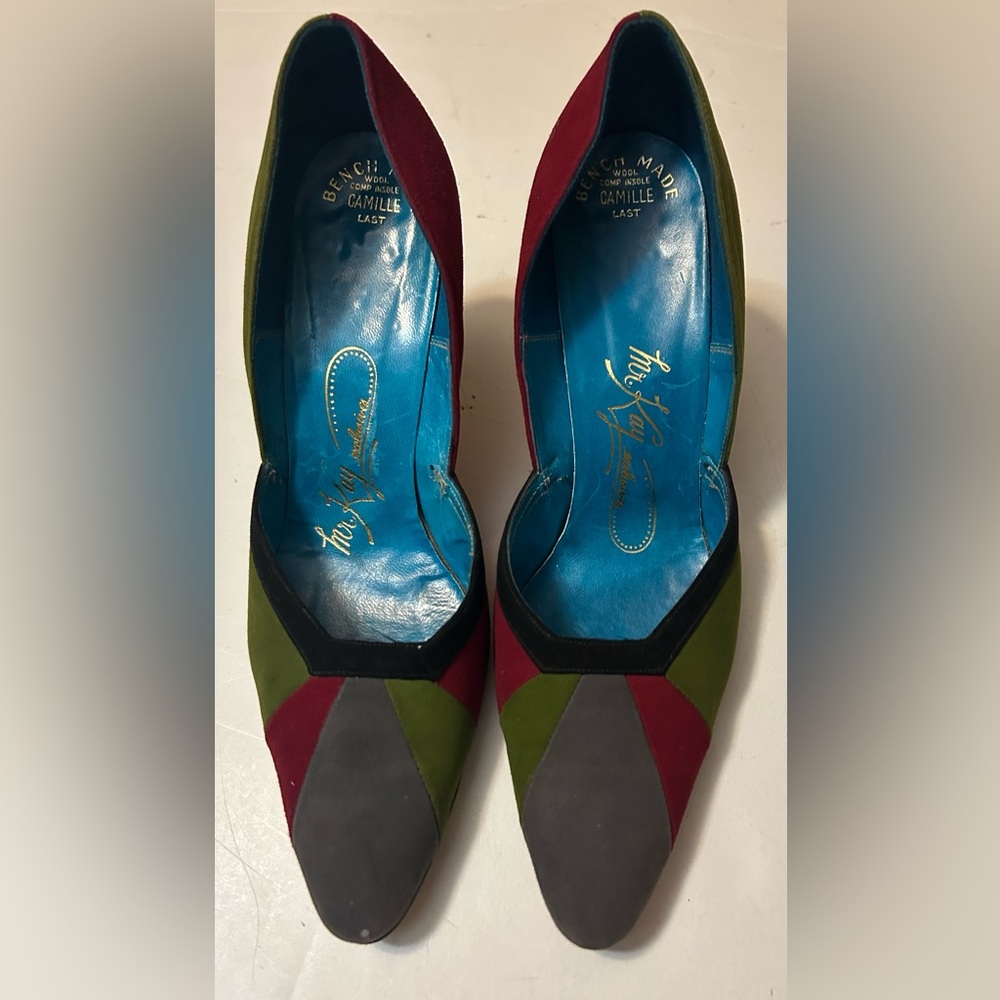 Vintage Multicolor Suede Heels